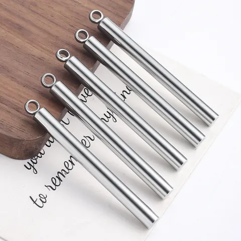 Stainless Steel Cylindrical Rod Pendant DIY Jewelry Making Connector Bar Findings For Necklace Bracelet Tassel Earrings