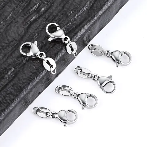 304 Stainless Steel Lobster Clasp For DIY Jewelry Making Necklace Bracelet Connector Claw With Jump Ring Lip Plate