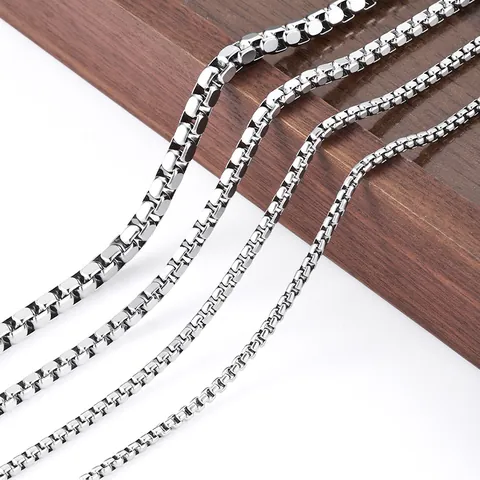 Stainless Steel Box Chain For DIY Jewelry Making Polished Venetian Chain Link For Necklace Bracelet Minimalist Accessories Unisex