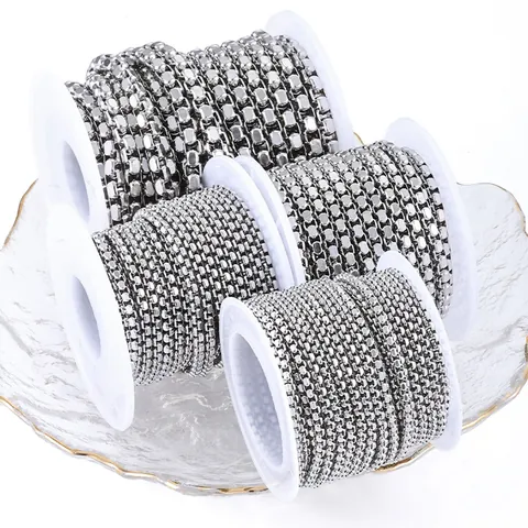 Stainless Steel Box Chain For DIY Jewelry Making Polished Venetian Chain Link For Necklace Bracelet Minimalist Accessories Unisex