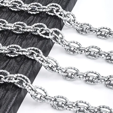 Stainless Steel DIY Jewelry Chain Textured Diamond Cut Double Weave O Chain For Necklace Bracelet Non Fading Waterproof