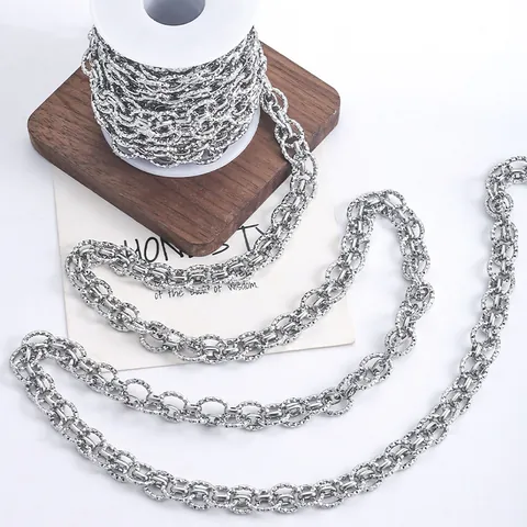 Stainless Steel DIY Jewelry Chain Textured Diamond Cut Double Weave O Chain For Necklace Bracelet Non Fading Waterproof