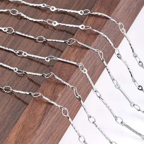 Stainless Steel Hammered Bar Chain For DIY Jewelry Making Textured Link Chain For Necklace Bracelet Findings Minimalist