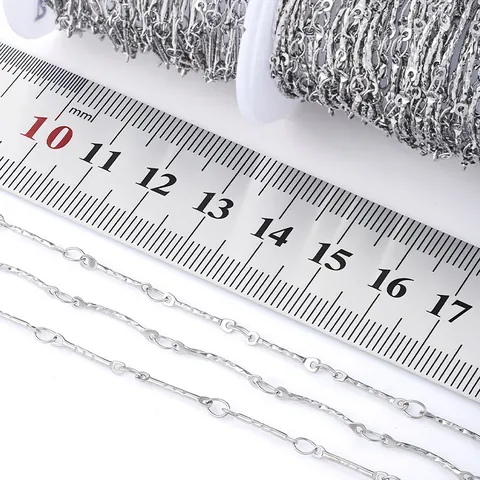Stainless Steel Hammered Bar Chain For DIY Jewelry Making Textured Link Chain For Necklace Bracelet Findings Minimalist
