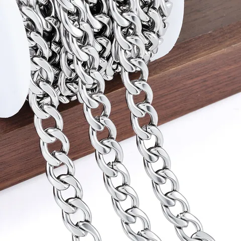 Ανοξείδωτο Ατσάλι NK Curb Cuban Link Chain για DIY Κατασκευή Κοσμημάτων Λουστραρισμένο Ατσάλι Τιτανίου Ασημί Υλικό για Κολιέ Βραχιόλια