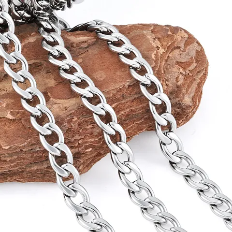 Ανοξείδωτο Ατσάλι NK Curb Cuban Link Chain για DIY Κατασκευή Κοσμημάτων Λουστραρισμένο Ατσάλι Τιτανίου Ασημί Υλικό για Κολιέ Βραχιόλια