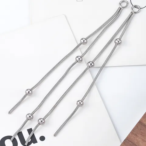 Stainless Steel Tassel Snake Chain With Polished Round Beads For DIY Jewelry Making Bracelet Necklace Pendant Findings