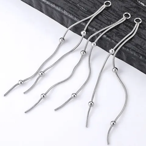 Stainless Steel Tassel Snake Chain With Polished Round Beads For DIY Jewelry Making Bracelet Necklace Pendant Findings