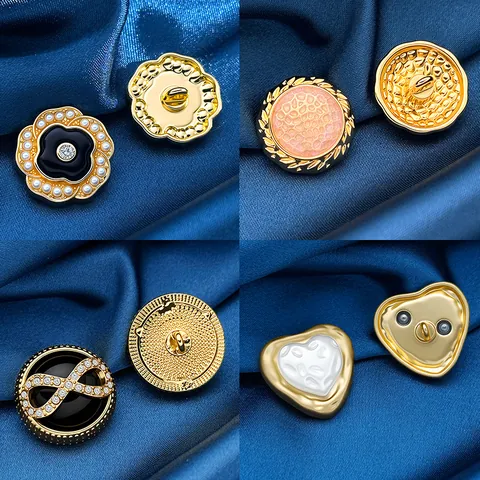 Exquisite Metal Decorative Buttons For Women Coat Suit DIY Accessories Heart Flower Infinity Design Gold Garment Buttons