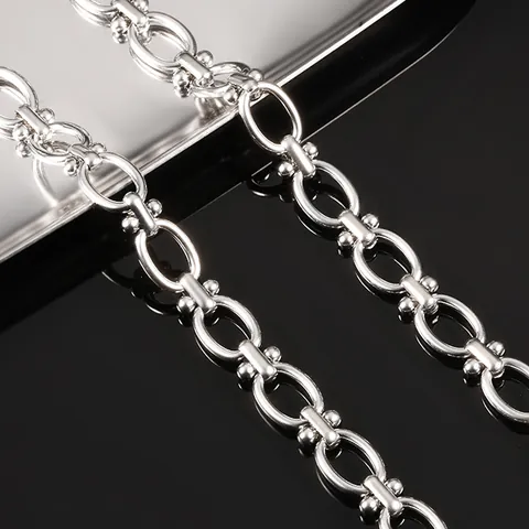 Stainless Steel Oval Link Chain With Round Bead Bars For DIY Jewelry Making Necklace Bracelet Accessory Industrial Style