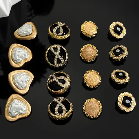 Exquisite Metal Decorative Buttons For Women Coat Suit DIY Accessories Heart Flower Infinity Design Gold Garment Buttons