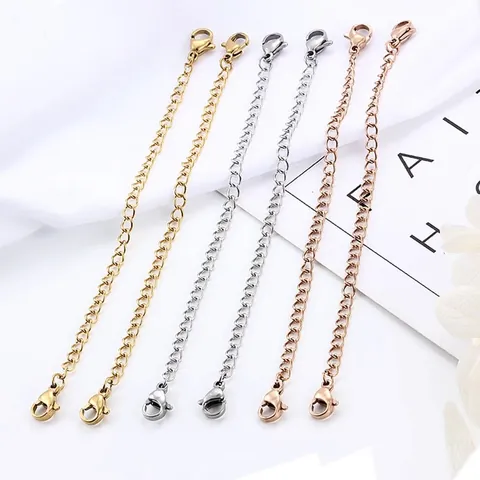 Edelstahl Verlängerungskette Für Halskette Armband Mit Doppelten Karabinerverschlüssen Gold Silber Roségold DIY Schmuckzubehör