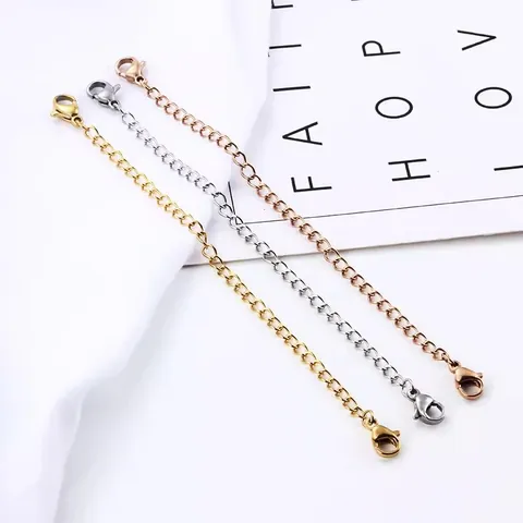 Edelstahl Verlängerungskette Für Halskette Armband Mit Doppelten Karabinerverschlüssen Gold Silber Roségold DIY Schmuckzubehör