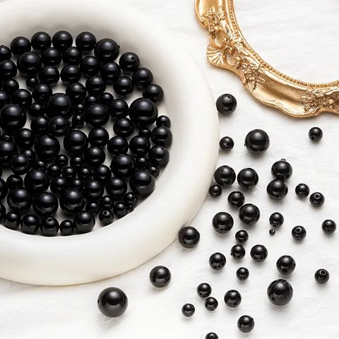 Perline Sfuse in Imitazione di Perla Nera ABS Lucida Con Foro per la Creazione di Gioielli Fai da Te Collana Bracciale Accessori Multi-misura