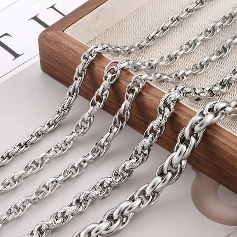 Stainless Steel DIY Jewelry Chain Link For Necklace Bracelet Making Heavy Metal Punk Hip Hop Style Silver Tone Finding Accessories