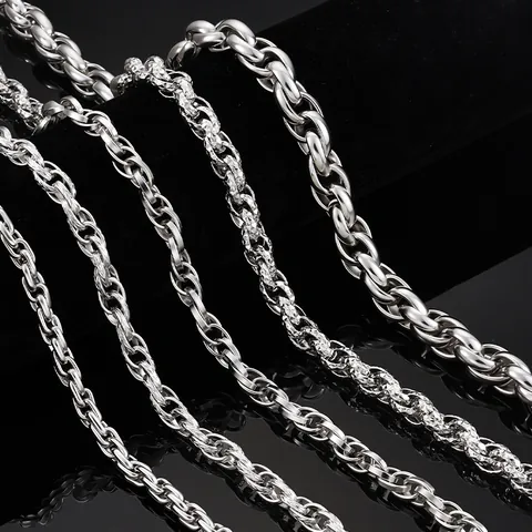 Stainless Steel DIY Jewelry Chain Link For Necklace Bracelet Making Heavy Metal Punk Hip Hop Style Silver Tone Finding Accessories