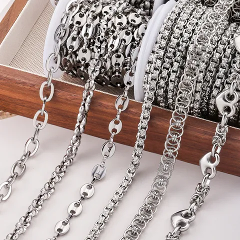 Edelstahl Schmuckkette DIY Halskette Armband Herstellung Zubehör Minimalismus Metall Accessoires Für Herren Damen Handwerk Bedarf