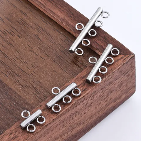 Edelstahl Mehrreihige Gleitrohrverschlüsse Für Mehrsträngige Halsketten Armbänder Schmuckherstellung DIY Verbinder