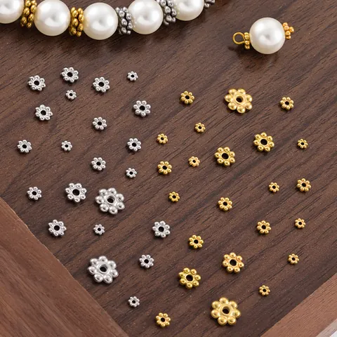Stainless Steel 18K Gold Plated Flower Spacer Beads Snowflake DIY Jewelry Findings For Bracelet Necklace Making Accessories