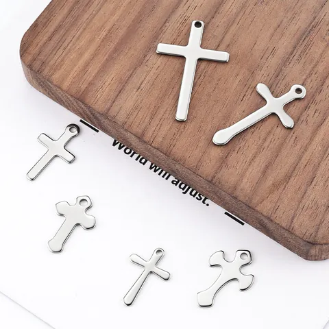 Colgantes de Cruz de Acero Inoxidable para Fabricación de Joyería DIY Collares Pulseras Pendientes Hipoalergénico Plata Pulida Dijes Religiosos