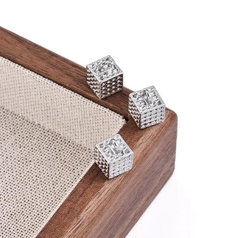 Stainless Steel Square Cube Pendant Dotted Texture Geometric Charm For DIY Jewelry Making Necklace Bracelet Accessory