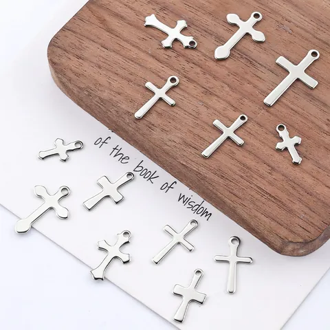 Polished Stainless Steel Cross Pendants Small Charms For DIY Necklace Bracelet Earring Making Religious Jewelry Findings Components