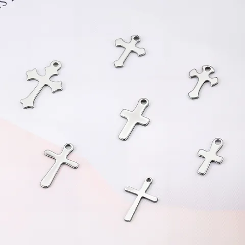 Polierte Edelstahl Kreuz Anhänger Für DIY Schmuckherstellung Halsketten Armbänder Ohrringe Zubehör Religiöse Charms Zubehör