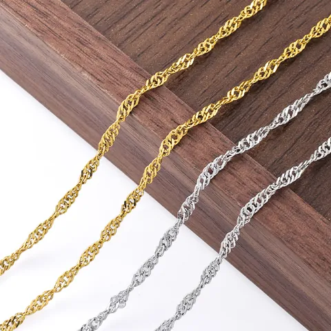 Stainless Steel Water Wave Twist Chain For DIY Necklace Bracelet Making 18k Gold Plated Jewelry Findings Components