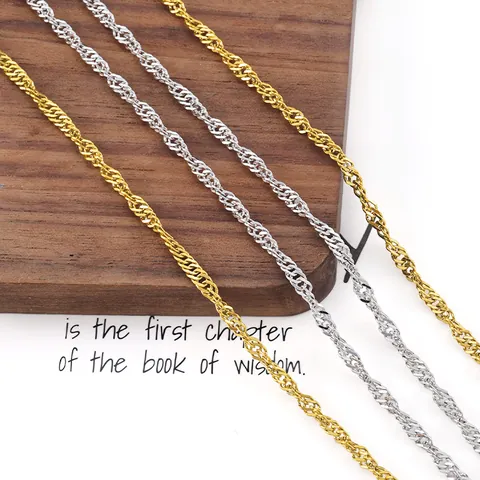 Stainless Steel Water Wave Twist Chain For DIY Necklace Bracelet Making 18k Gold Plated Jewelry Findings Components