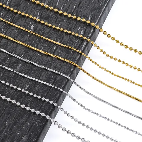 Stainless Steel Ball Chain Box Chain DIY Jewelry Making Findings Gold Silver Plated Link Chain For Necklace Bracelet Making Accessories