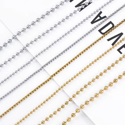 Stainless Steel Ball Chain Box Chain DIY Jewelry Making Findings Gold Silver Plated Link Chain For Necklace Bracelet Making Accessories
