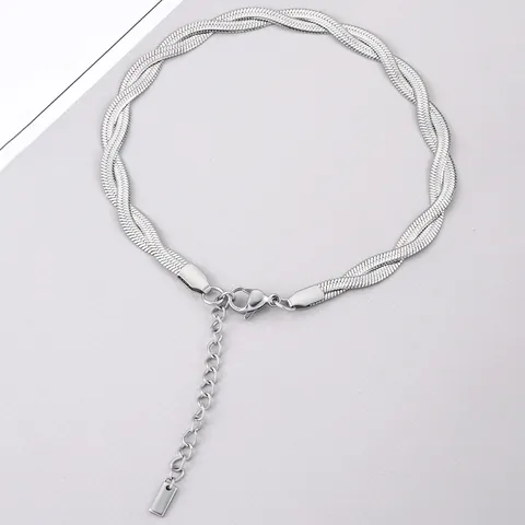 Cadena de Serpiente Plana Tejida de Acero Inoxidable para Creación de Joyas DIY Pulsera Collar Accesorio Impermeable Hipoalergénico Tono Plateado