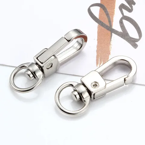 Metal Swivel Lobster Clasp Zinc Alloy Snap Hook Spring Buckle For DIY Keychain Bag Accessories Jewelry Making Silver Tone