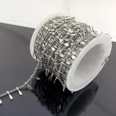 Chaîne Gourmette en Acier Inoxydable Avec Clips Métalliques Ton Argent Pour Création de Bijoux DIY Collier Bracelet