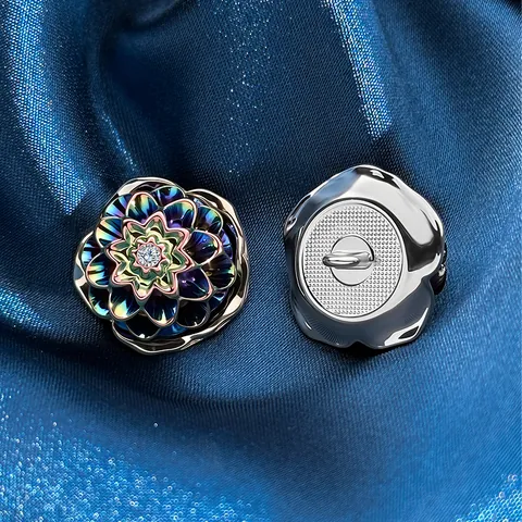 Botones de Flor de Camelia de Metal Vintage Aleación de Zinc Decorativo Floral para Coser Botones para Abrigo Suéter Chaqueta Accesorios de Mujer