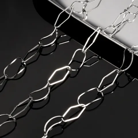 Stainless Steel Diamond Curved Oval Link Chain DIY Jewelry Making Findings Bulk Chain For Bracelets Necklaces Minimalism Personalized Accessories