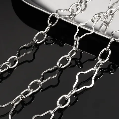 Catena in Acciaio Inossidabile Fai-da-te per Creazione Gioielli Quadrifoglio Svuotato Rombo Modello O Catena per Collana Bracciale Decorazione