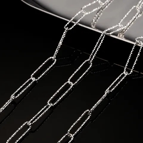 Stainless Steel Starry Long Oval Paperclip Chain DIY Jewelry Making Findings High Polish Textured Silver Color Chain For Necklace Bracelet