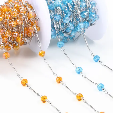 DIY Edelstahl Twist Kette Mit Kristallperlen Für Halsketten Armband Herstellung Handgefertigte Schmuck Zubehör Lose Kette