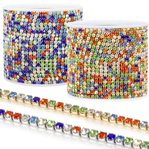 Catena a Griffe in Acciaio Inossidabile con Strass Colorati Accessori per Creazione Gioielli DIY Collana Bracciale