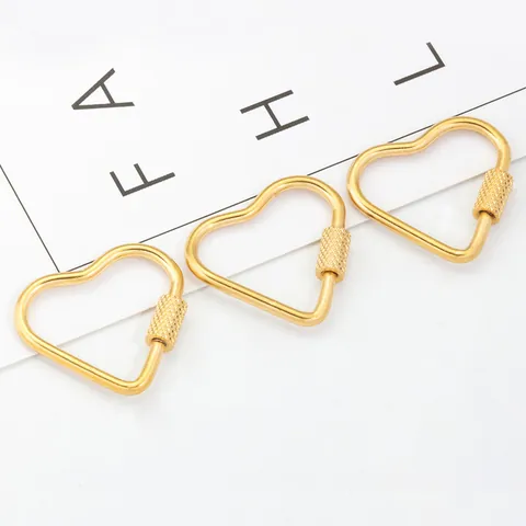 Stainless Steel Heart Oval Screw Lock Clasp Jewelry Findings Connector For DIY Necklace Bracelet Bag Chain Accessories
