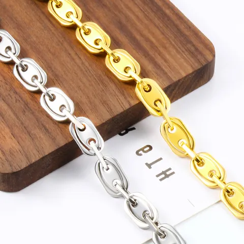 Stainless Steel Pig Nose Coffee Bean Chain DIY Necklace Bracelet Jewelry Making Accessories Oval Link Chain For Women Men
