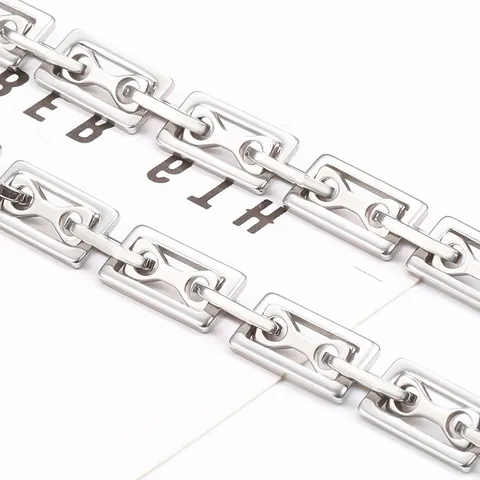 Stainless Steel Rectangular Link Chain Vacuum Plated Gold DIY Necklace Bracelet Metal Fashion Jewelry Making Accessories