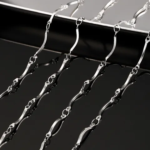 Stainless Steel Curved Bar Chain For DIY Jewelry Making Hip Hop Style Polished Metal Wave Chain Findings For Necklace