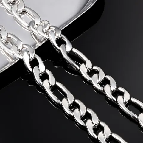 Edelstahl Figaro Kette DIY Schmuckherstellung Zubehör Für Herren Hip Hop Grobe Halskette Armband Silber Stahlfarbe Kette