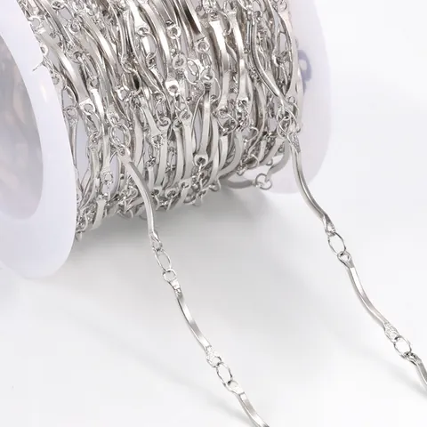 Stainless Steel Curved Bar Chain For DIY Jewelry Making Hip Hop Style Polished Metal Wave Chain Findings For Necklace