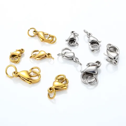 Edelstahl Karabinerverschluss Schmuckherstellung DIY Armband Halskette Verbinder Verschluss 18K Vergoldet Für Handgefertigten Schmuck