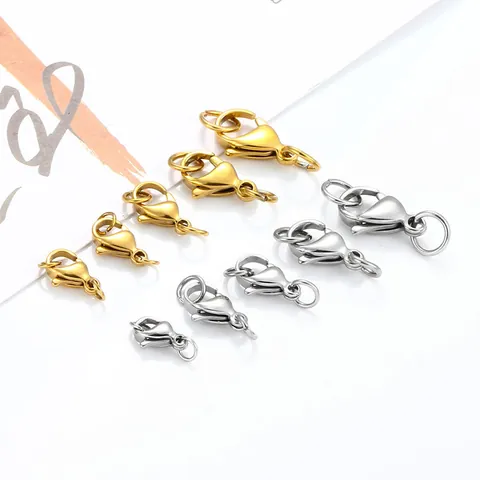 Edelstahl Karabinerverschluss Schmuckherstellung DIY Armband Halskette Verbinder Verschluss 18K Vergoldet Für Handgefertigten Schmuck