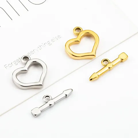 Stainless Steel Heart Toggle Clasp For Jewelry Making DIY Necklace Bracelet Connector OT Buckle Heart Shape Polished Metal Jewelry Findings