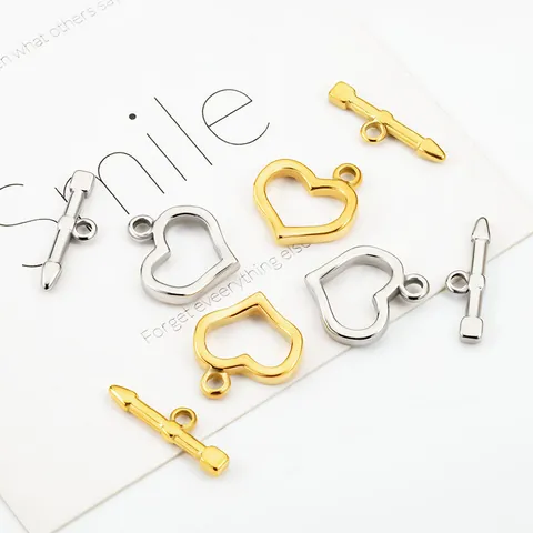 Stainless Steel Heart Toggle Clasp For Jewelry Making DIY Necklace Bracelet Connector OT Buckle Heart Shape Polished Metal Jewelry Findings